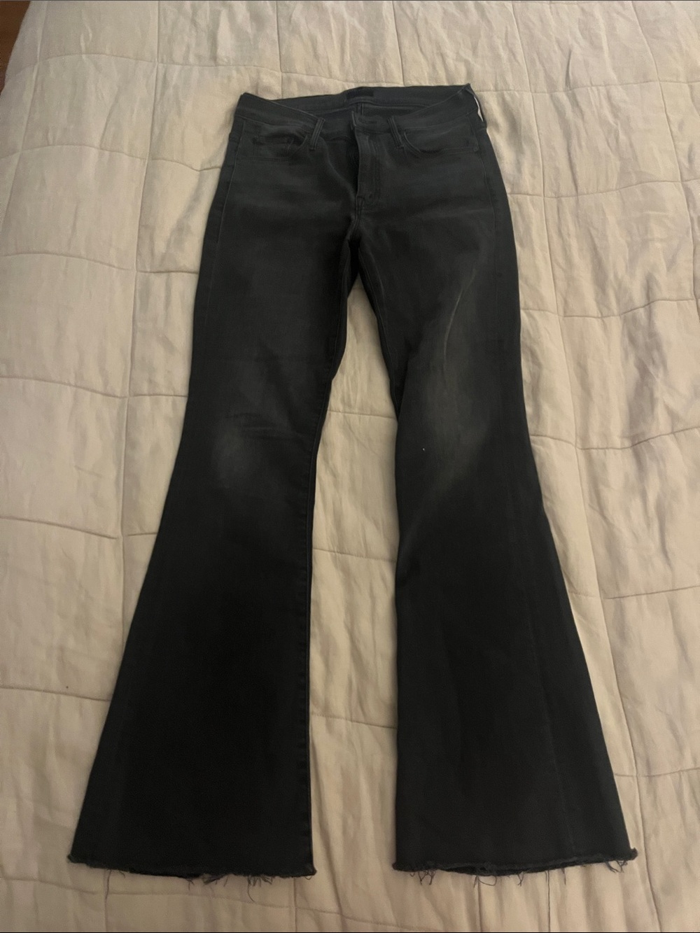 MOTHER Black Flared Wide Leg Jeans